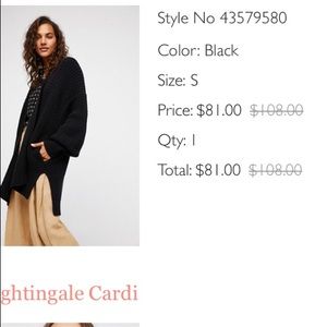 FREE PEOPLE BLACK thick CARDIGAN